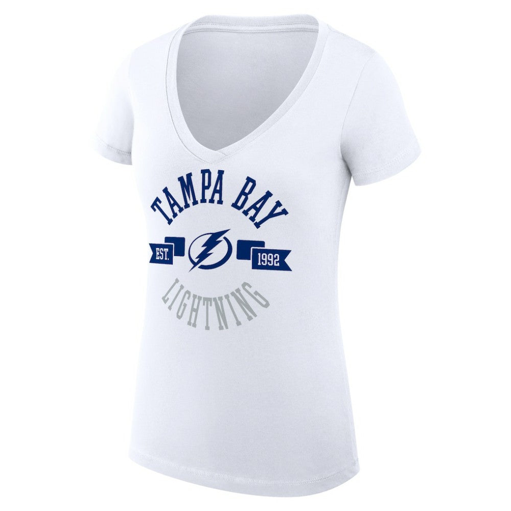 Tampa Bay Lightning G-III 4Her by Carl Banks Women's Super-Slim Fit Lightweight City Graphic V-Neck T-Shirt White