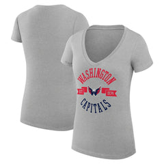 Washington Capitals G-III 4Her by Carl Banks Women's Super-Slim Fit Lightweight City Graphic V-Neck T-Shirt Heather Gray