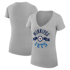 Winnipeg Jets G-III 4Her by Carl Banks Women's Super-Slim Fit Lightweight City Graphic V-Neck T-Shirt Heather Gray