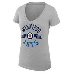Winnipeg Jets G-III 4Her by Carl Banks Women's Super-Slim Fit Lightweight City Graphic V-Neck T-Shirt Heather Gray