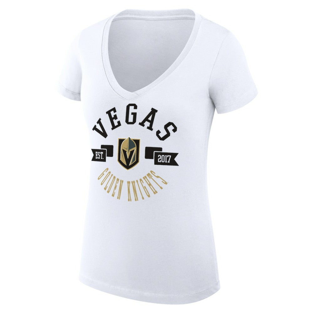 Vegas Golden Knights G-III 4Her by Carl Banks Women's Super-Slim Fit Lightweight City Graphic V-Neck T-Shirt White