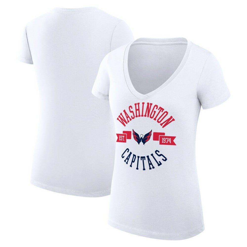 Washington Capitals G-III 4Her by Carl Banks Women's Super-Slim Fit Lightweight City Graphic V-Neck T-Shirt White
