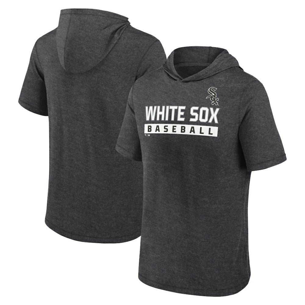 Chicago White Sox Push Short Sleeve Pullover Hoodie - Heather Charcoal