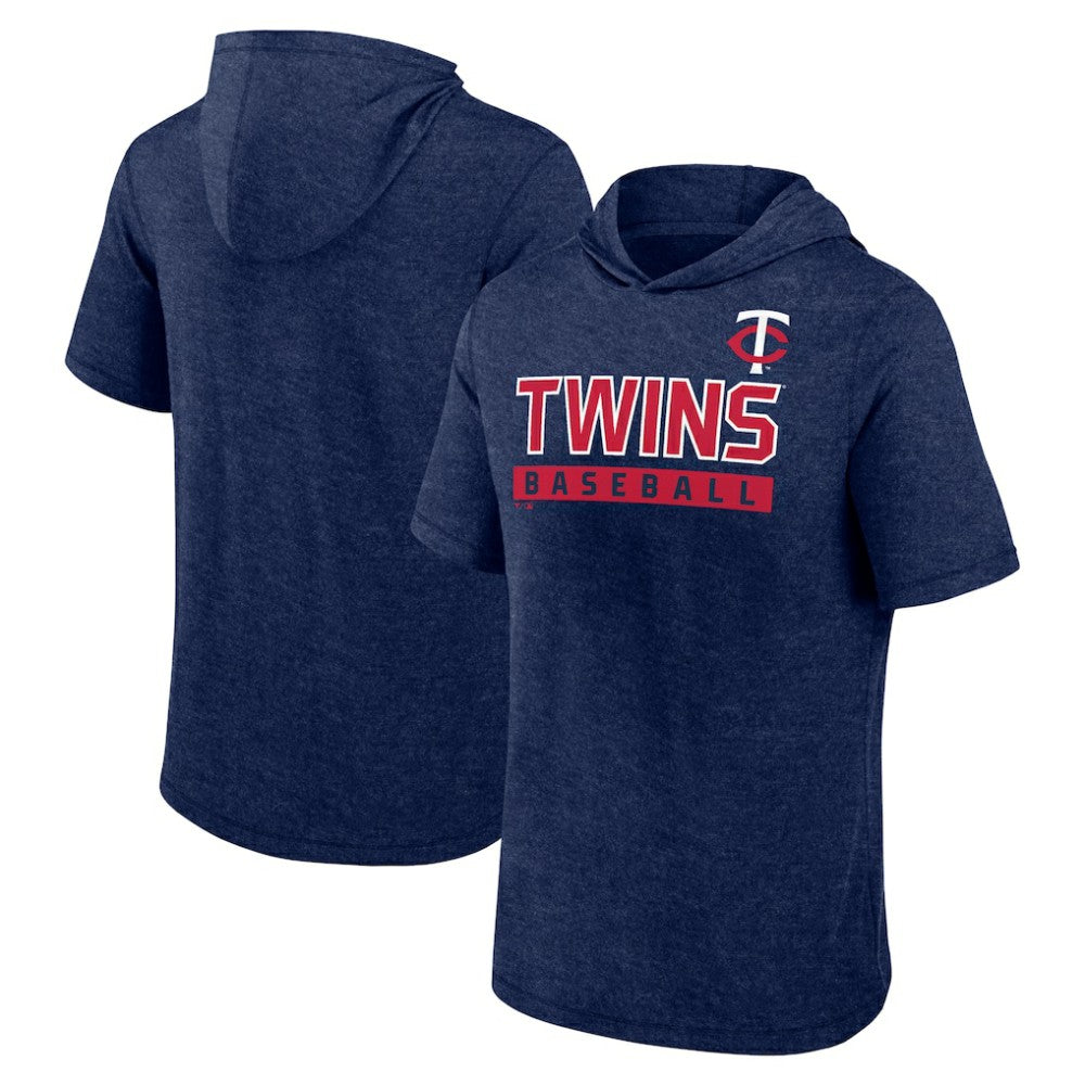 Minnesota Twins Push Short Sleeve Pullover Hoodie - Heather Navy