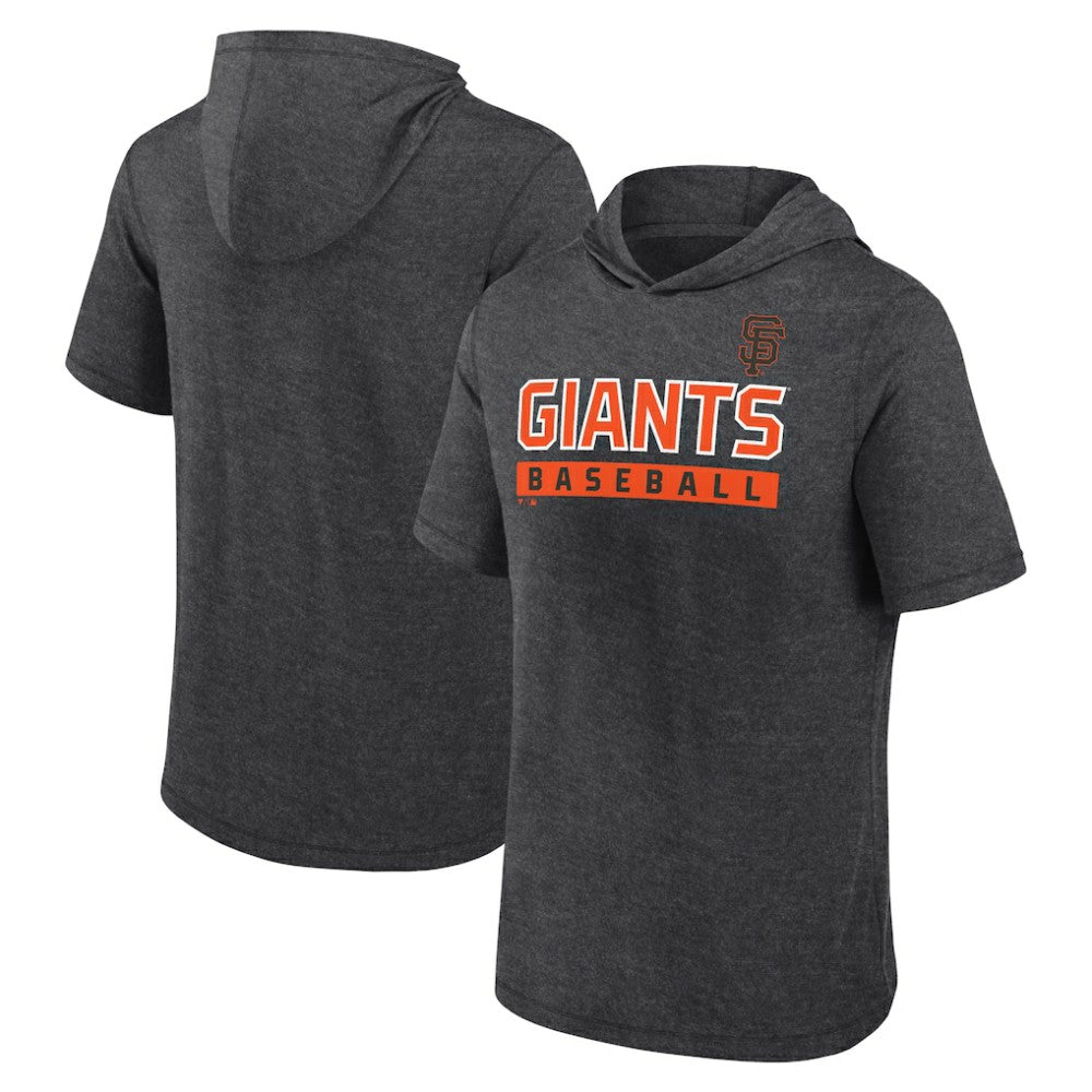 San Francisco Giants Push Short Sleeve Pullover Hoodie - Heather Charcoal