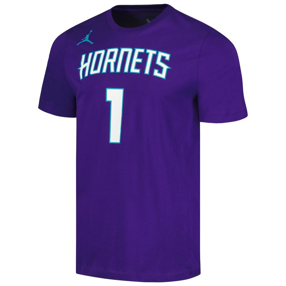 LaMelo Ball Charlotte Hornets Jordan Brand 2022/23 Statement Edition Name & Number T-Shirt - Purple outlet