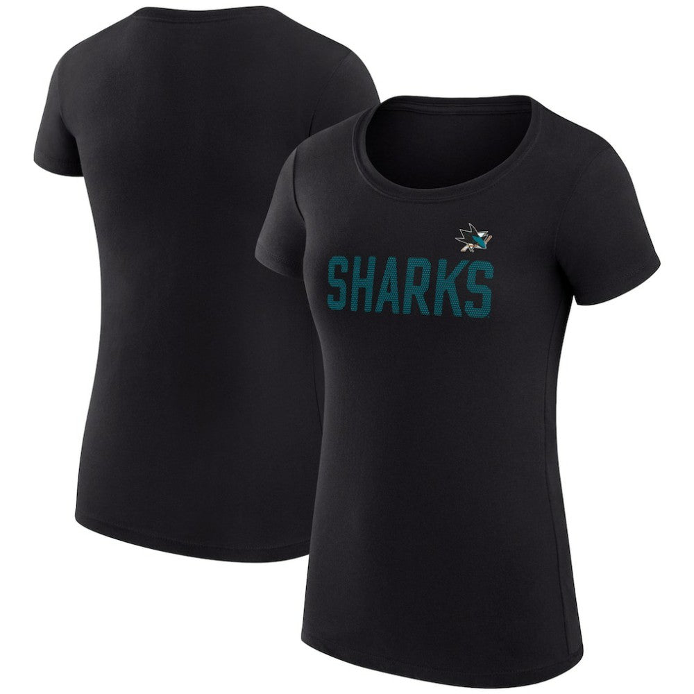 San Jose Sharks G-III 4Her by Carl Banks Women's Super-Slim Fit Lightweight Dot Print Team T-Shirt Black