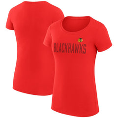 Chicago Blackhawks G-III 4Her by Carl Banks Women's Super-Slim Fit Lightweight Dot Print Team T-Shirt Red