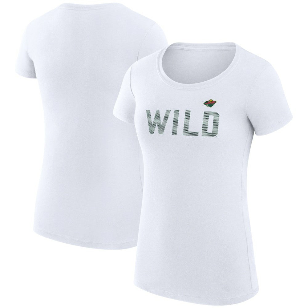 Minnesota Wild G-III 4Her by Carl Banks Women's Super-Slim Fit Lightweight Dot Print Team T-Shirt White