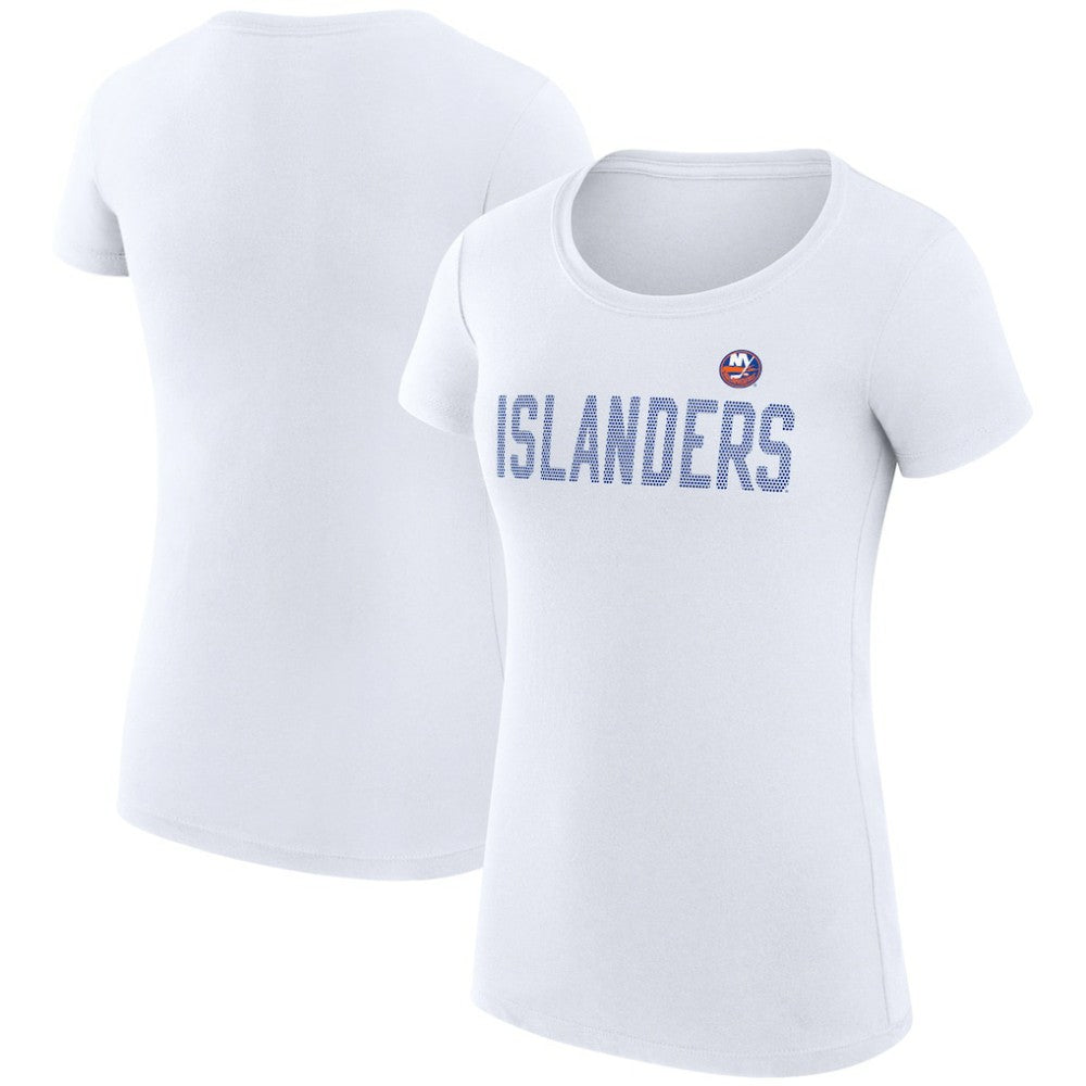 New York Islanders G-III 4Her by Carl Banks Women's Super-Slim Fit Lightweight Dot Print Team T-Shirt White