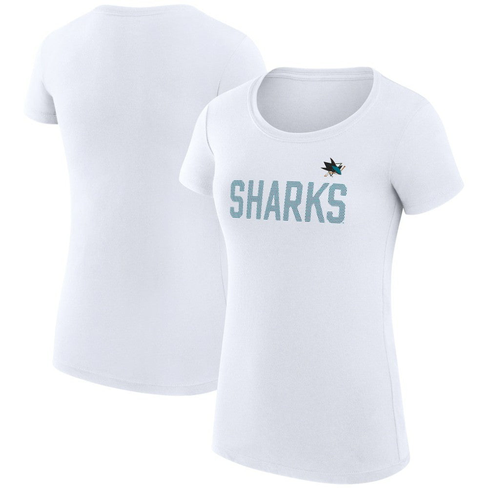 San Jose Sharks G-III 4Her by Carl Banks Women's Super-Slim Fit Lightweight Dot Print Team T-Shirt White