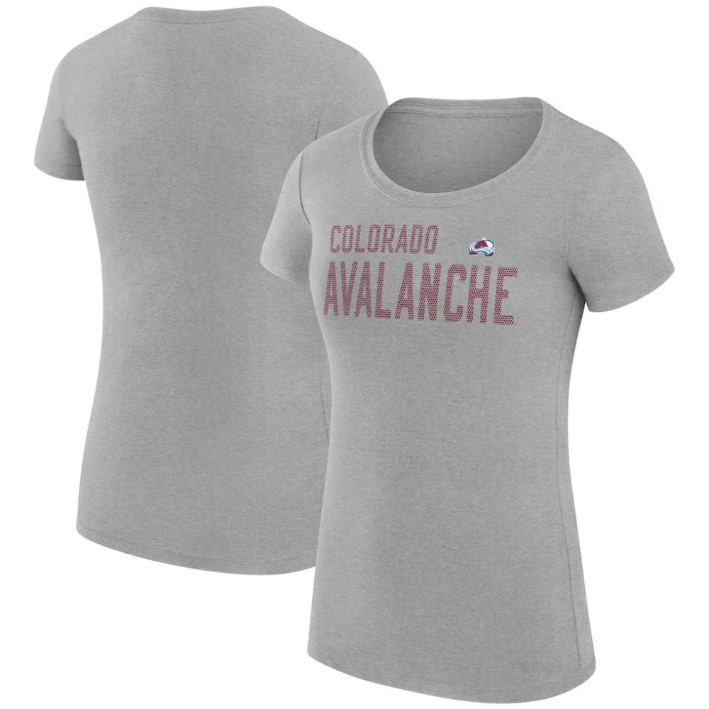 Colorado Avalanche G-III 4Her by Carl Banks Women's Super-Slim Fit Lightweight Dot Print Team T-Shirt Heather Gray