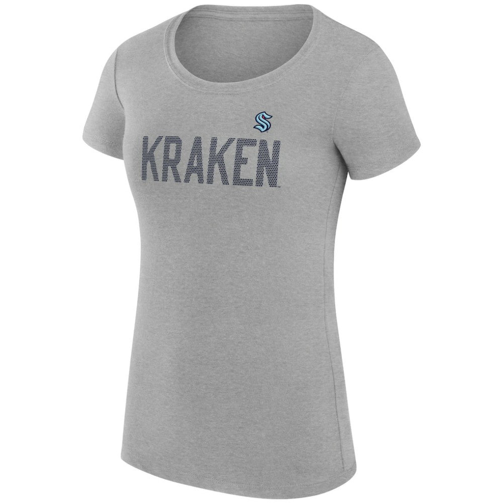 Seattle Kraken G-III 4Her by Carl Banks Women's Super-Slim Fit Lightweight Dot Print Team T-Shirt Heather Gray