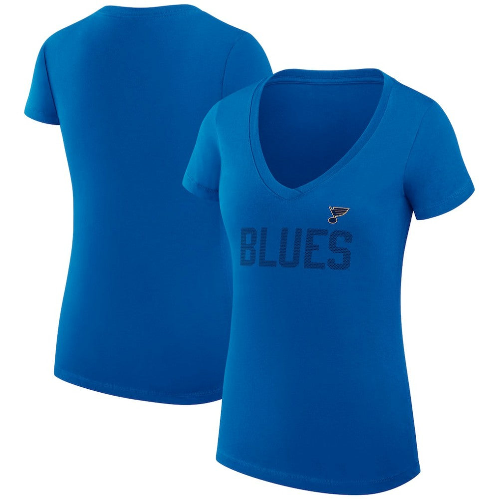 St. Louis Blues G-III 4Her by Carl Banks Women's Super-Slim Fit Lightweight Dot Print Team V-Neck T-Shirt Blue