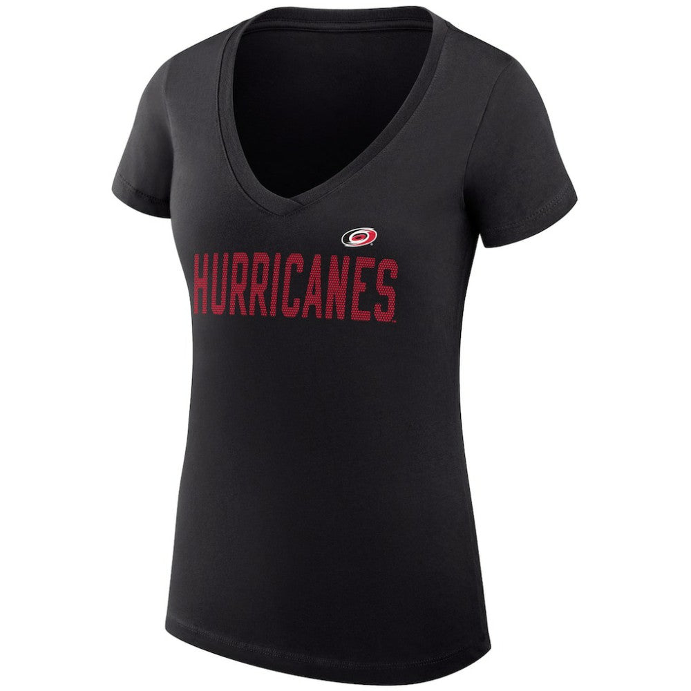 Carolina Hurricanes G-III 4Her by Carl Banks Women's Super-Slim Fit Lightweight Dot Print Team V-Neck T-Shirt Black