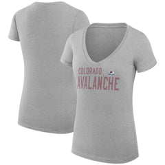 Colorado Avalanche G-III 4Her by Carl Banks Women's Super-Slim Fit Lightweight Dot Print Team V-Neck T-Shirt Heather Gray