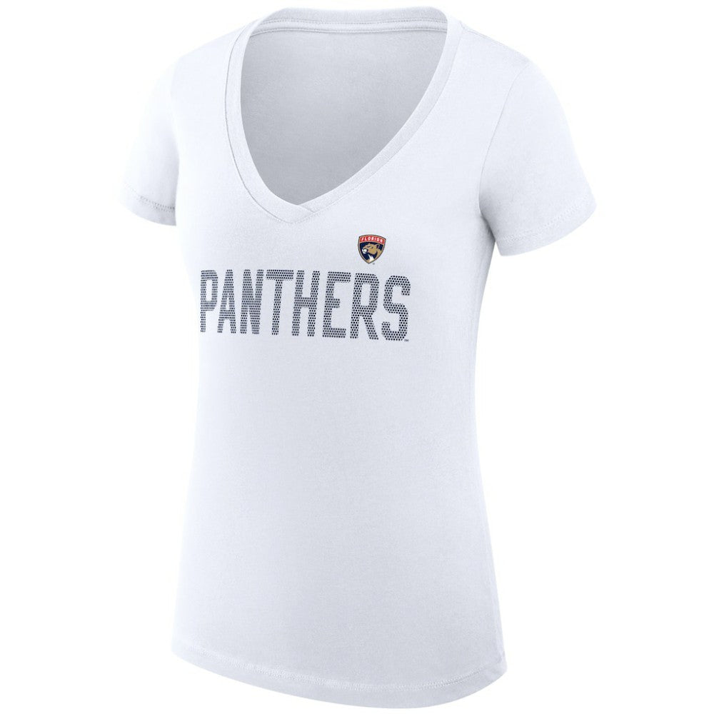 Florida Panthers G-III 4Her by Carl Banks Women's Super-Slim Fit Lightweight Dot Print Team V-Neck T-Shirt White