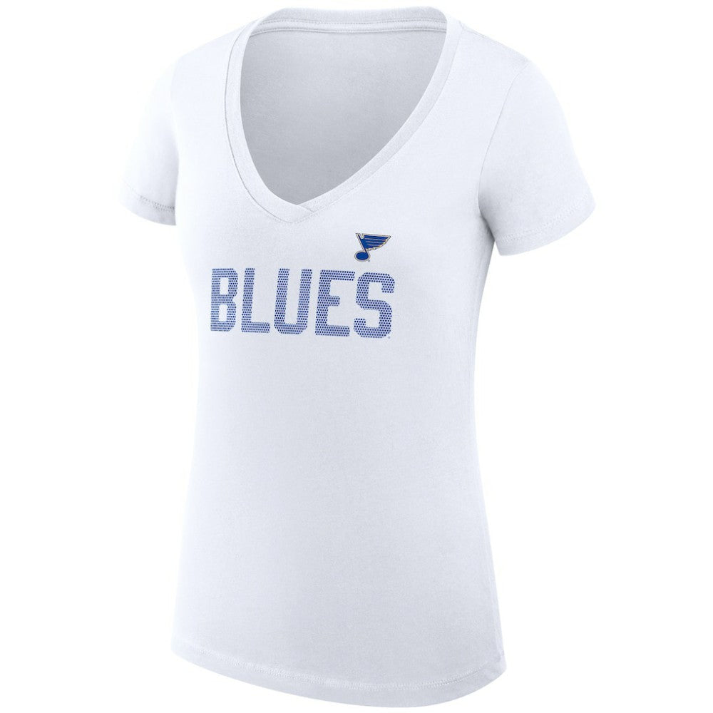 St. Louis Blues G-III 4Her by Carl Banks Women's Super-Slim Fit Lightweight Dot Print Team V-Neck T-Shirt White