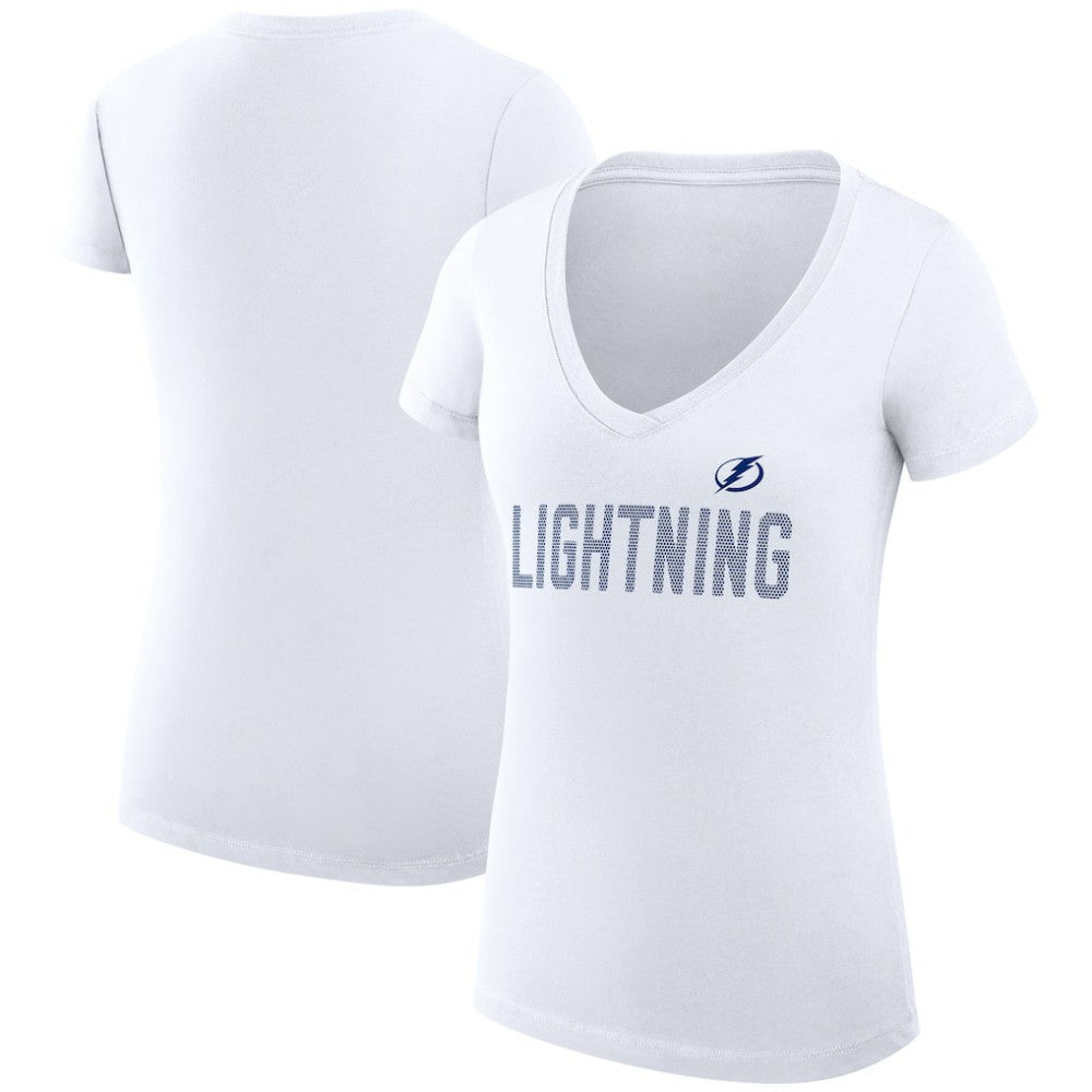 Tampa Bay Lightning G-III 4Her by Carl Banks Women's Super-Slim Fit Lightweight Dot Print Team V-Neck T-Shirt White