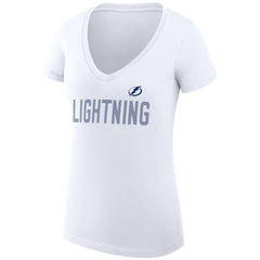Tampa Bay Lightning G-III 4Her by Carl Banks Women's Super-Slim Fit Lightweight Dot Print Team V-Neck T-Shirt White