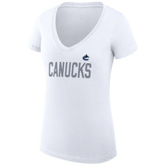 Vancouver Canucks G-III 4Her by Carl Banks Women's Super-Slim Fit Lightweight Dot Print Team V-Neck T-Shirt White