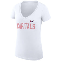 Washington Capitals G-III 4Her by Carl Banks Women's Super-Slim Fit Lightweight Dot Print Team V-Neck T-Shirt White