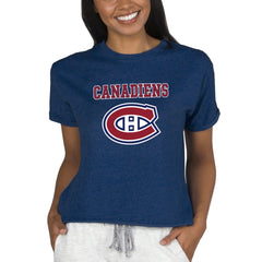 Montreal Canadiens Concepts Sport Women's Tri-Blend Mainstream Terry Short Sleeve Sweatshirt Top Navy