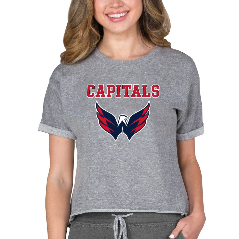 Washington Capitals Concepts Sport Women's Tri-Blend Mainstream Terry Short Sleeve Sweatshirt Top Heather Gray