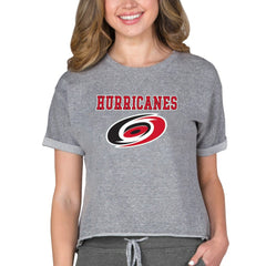 Carolina Hurricanes Concepts Sport Women's Tri-Blend Mainstream Terry Short Sleeve Sweatshirt Top Heather Gray