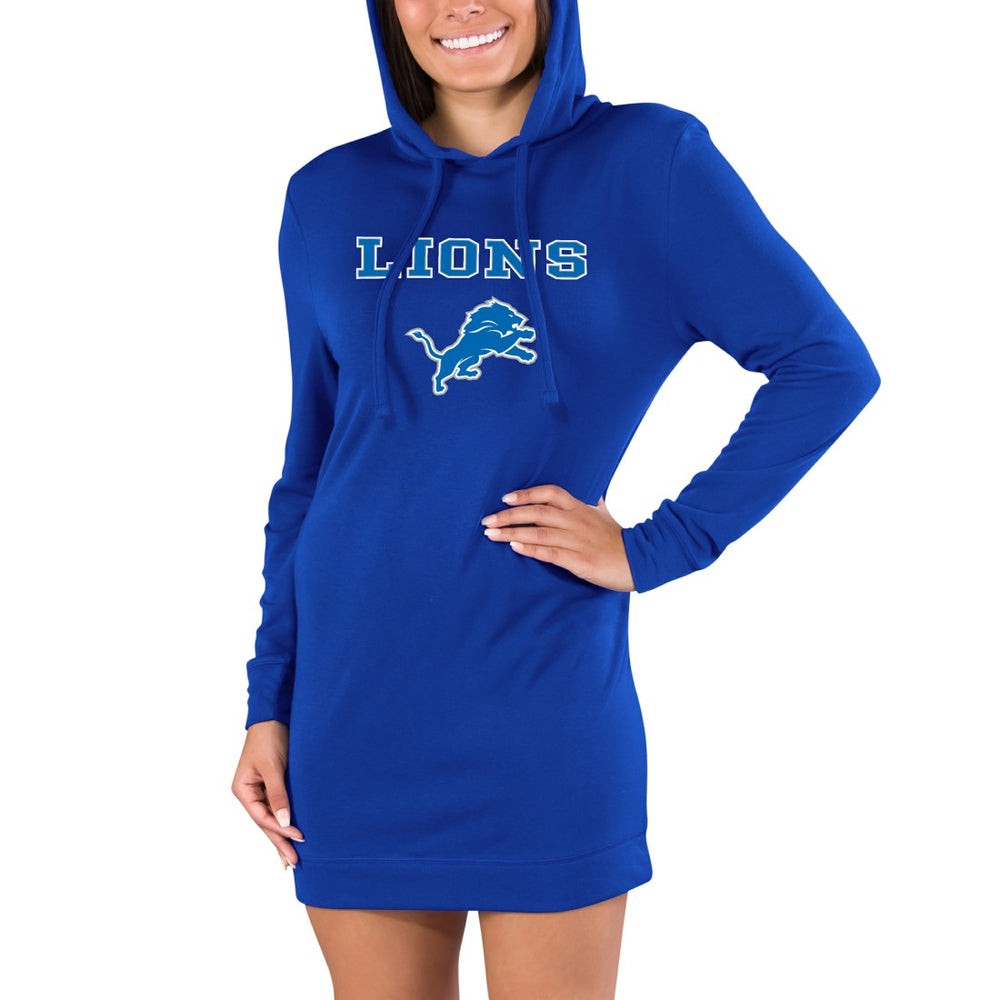 Detroit Lions Concepts Sport Women's Gather Long Sleeve Hoodie Nightshirt - Blue on sale