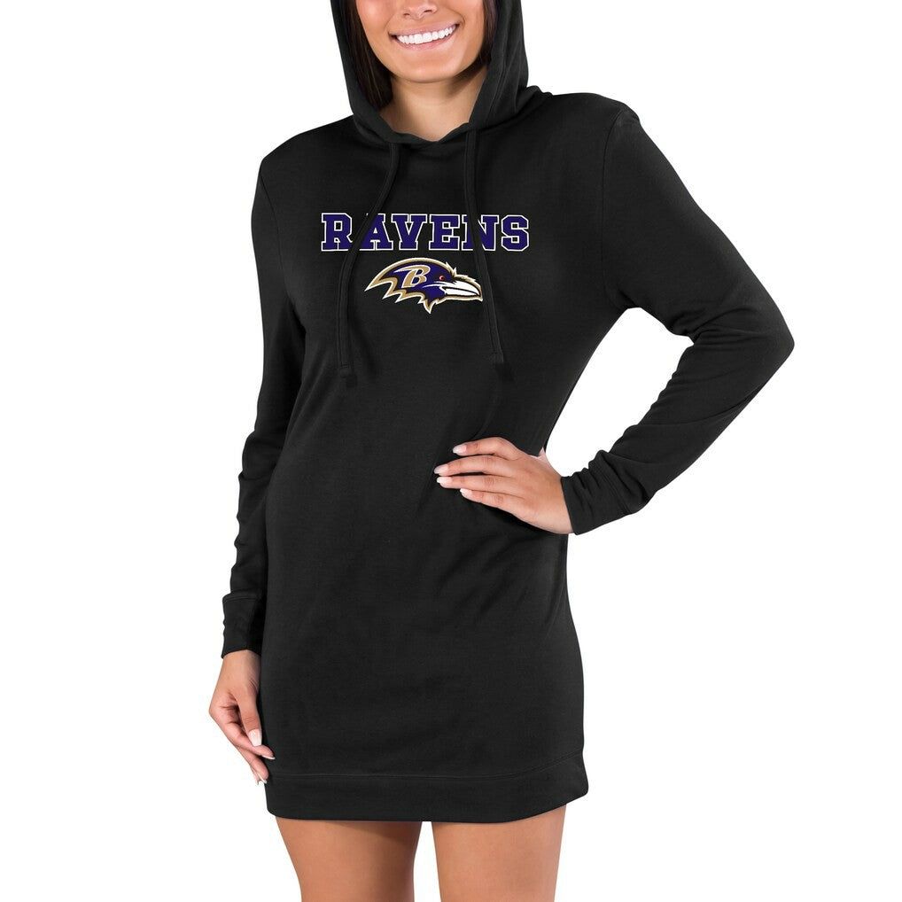 Baltimore Ravens Concepts Sport Women's Gather Long Sleeve Hoodie Nightshirt - Black sale