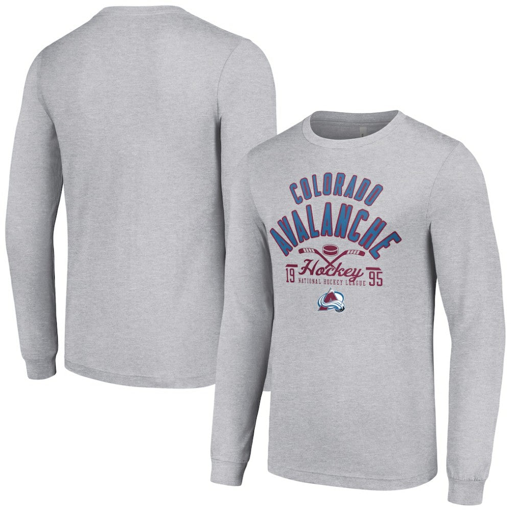 Colorado Avalanche Starter Puck Long Sleeve T-Shirt Heather Gray