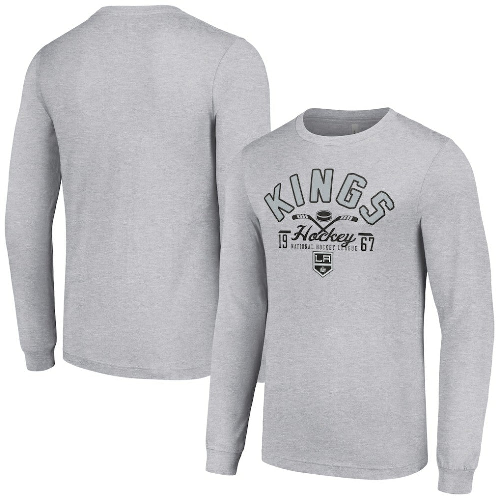 Los Angeles Kings Starter Puck Long Sleeve T-Shirt Heather Gray
