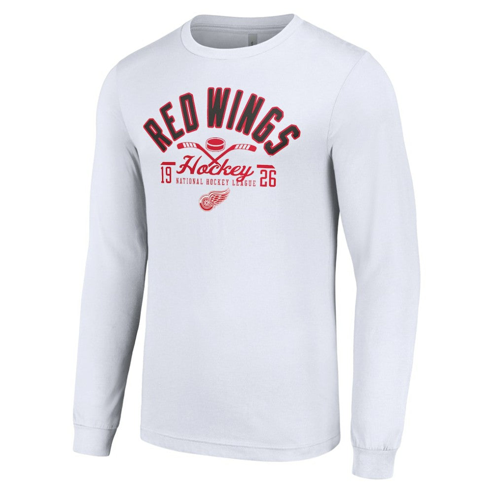 Detroit Red Wings Starter Puck Long Sleeve T-Shirt White