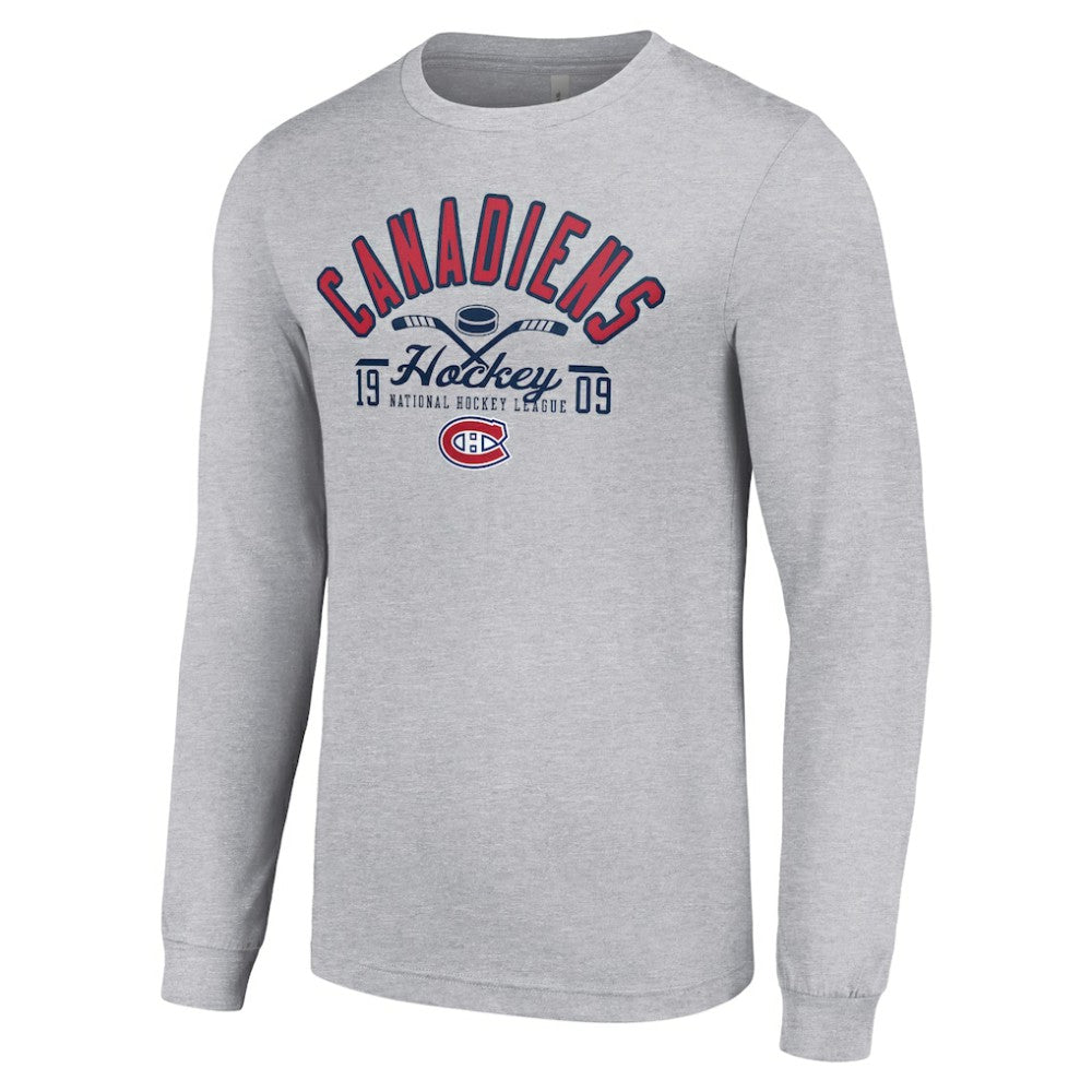 Montreal Canadiens Starter Puck Long Sleeve T-Shirt Heather Gray