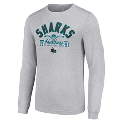San Jose Sharks Starter Puck Long Sleeve T-Shirt Heather Gray