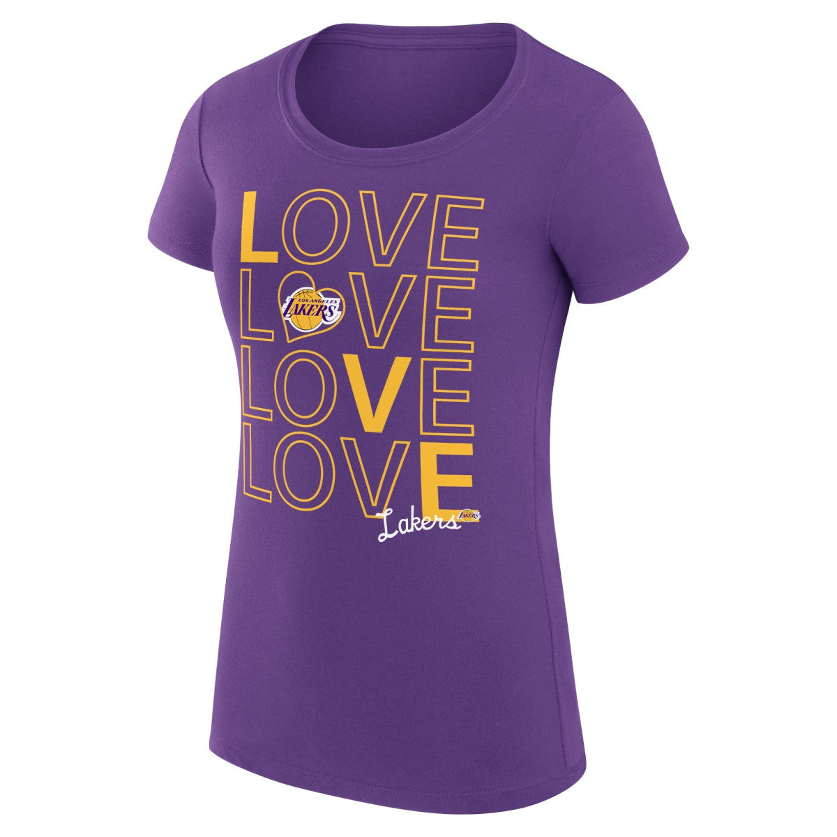 Los Angeles Lakers G-III 4Her by Carl Banks Women's Super-Slim Fit Lightweight Basketball Love T-Shirt - Purple for sale