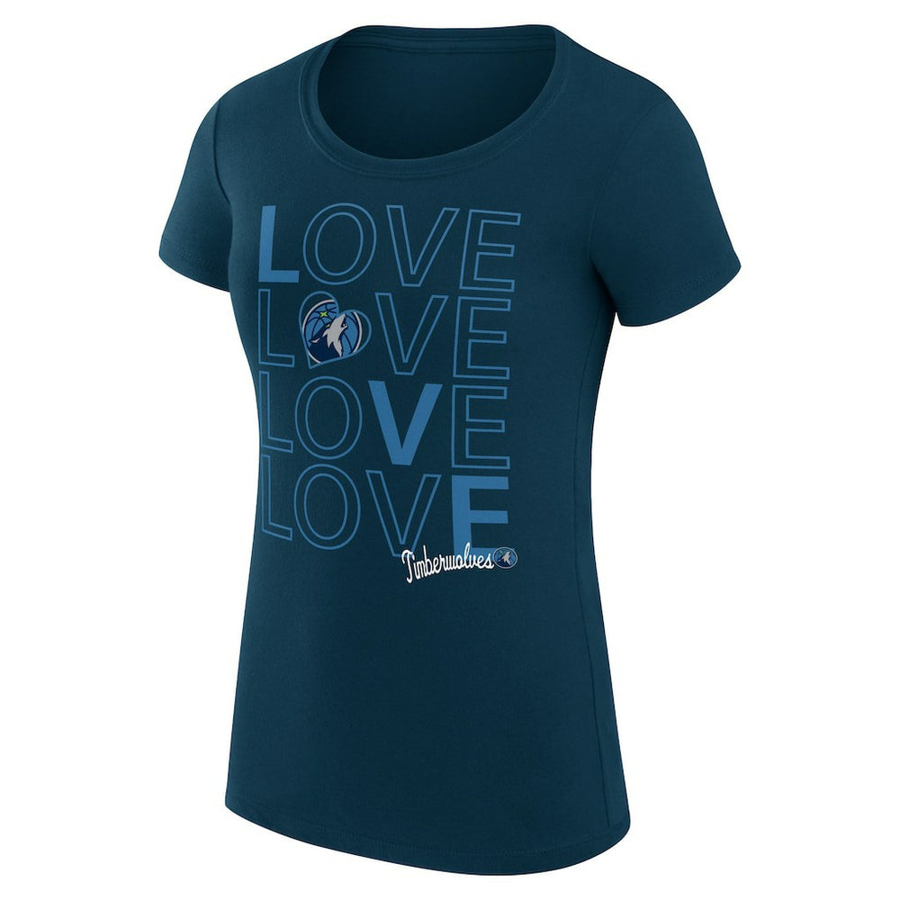 Minnesota Timberwolves G-III 4Her by Carl Banks Women's Super-Slim Fit Lightweight Basketball Love T-Shirt - Navy sale