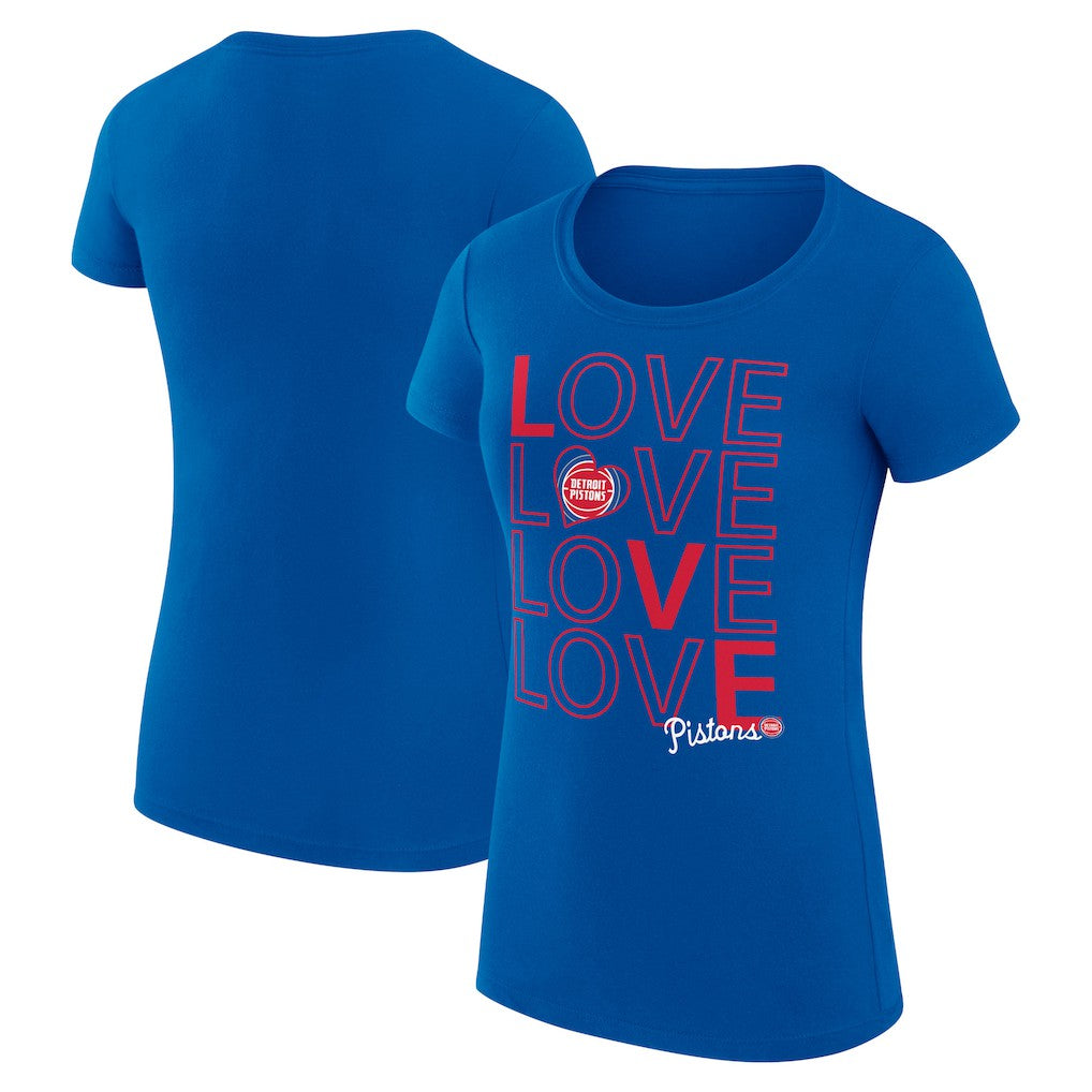 Detroit Pistons G-III 4Her by Carl Banks Women's Super-Slim Fit Lightweight Basketball Love T-Shirt sale - Royal for sale