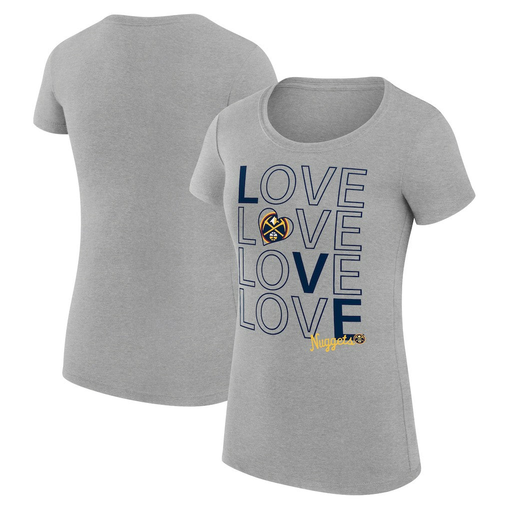 Denver Nuggets G-III 4Her by Carl Banks Women's Super-Slim Fit Lightweight Basketball Love T-Shirt sale - Heather Gray online