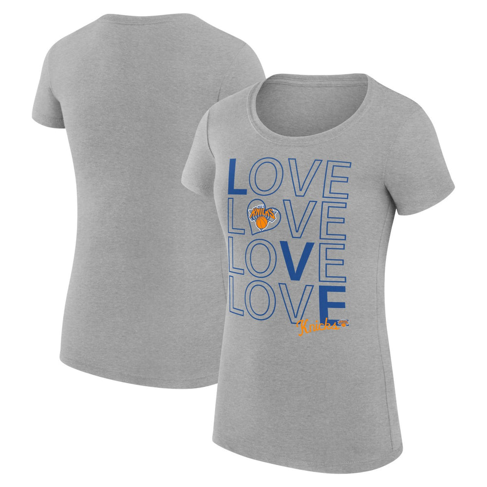New York Knicks G-III 4Her by Carl Banks Women's Super-Slim Fit Lightweight Basketball Love T-Shirt - Heather Gray for sale