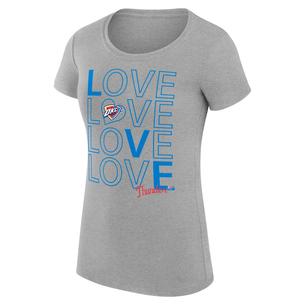 Oklahoma City Thunder G-III 4Her by Carl Banks Women's Super-Slim Fit Lightweight Basketball Love T-Shirt - Heather Gray for sale