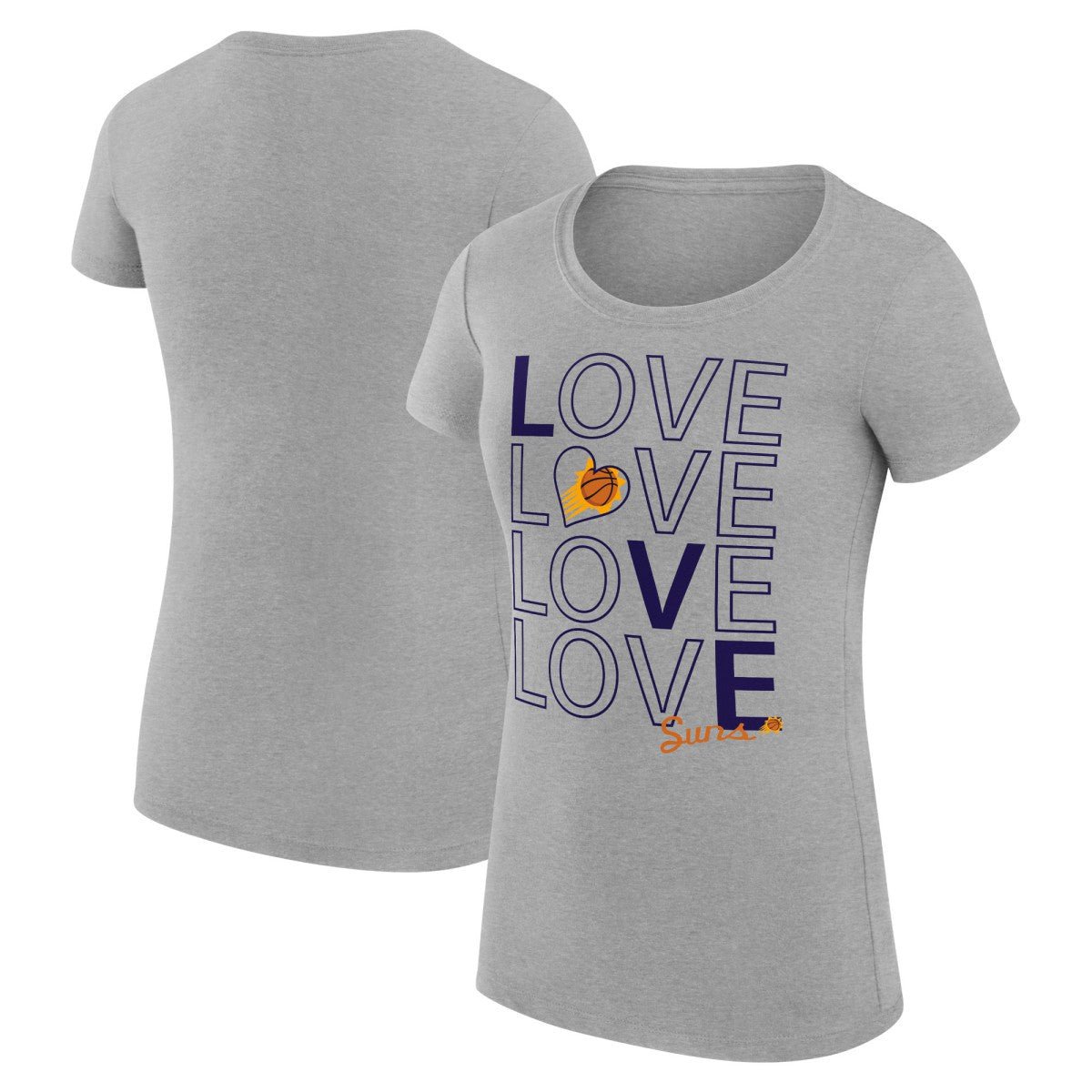 Phoenix Suns G-III 4Her by Carl Banks Women's Super-Slim Fit Lightweight Basketball Love T-Shirt - Heather Gray cheap