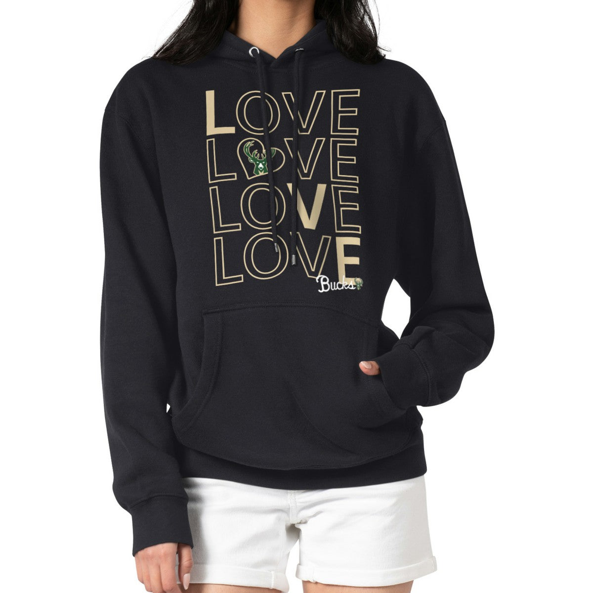 Milwaukee Bucks G-III 4Her by Carl Banks Women's Basketball Love Fleece Pullover Hoodie - Black sale
