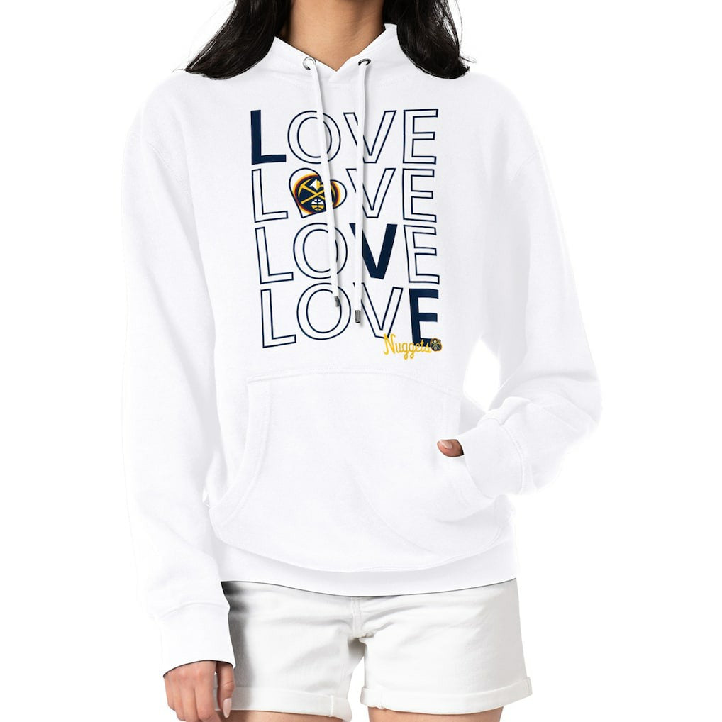 Denver Nuggets G-III 4Her by Carl Banks Women's Basketball Love Fleece Pullover Hoodie sale - White discount