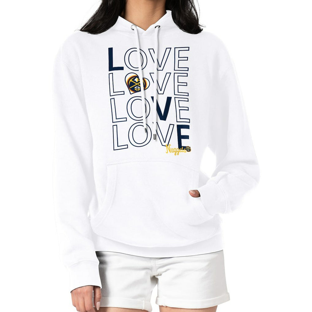 Denver Nuggets G-III 4Her by Carl Banks Women's Basketball Love Fleece Pullover Hoodie sale - White discount