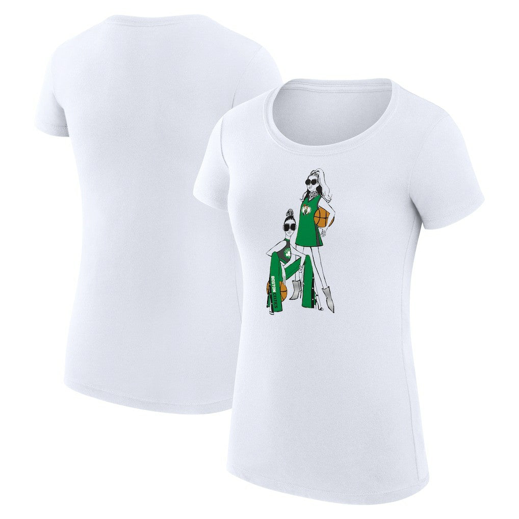 Boston Celtics G-III 4Her by Carl Banks Women's Super-Slim Fit Lightweight Basketball Girls T-Shirt - White for sale