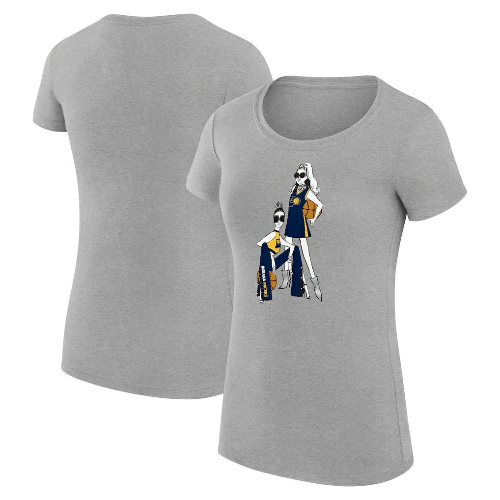 Indiana Pacers G-III 4Her by Carl Banks Women's Super-Slim Fit Lightweight Basketball Girls T-Shirt - Heather Gray outlet