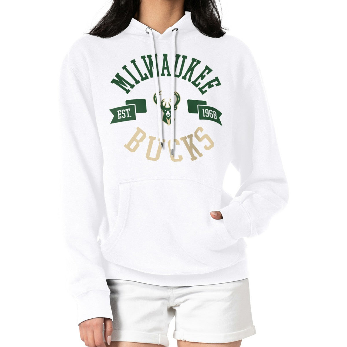 Milwaukee Bucks G-III 4Her by Carl Banks Women's City Pullover Hoodie - White sale