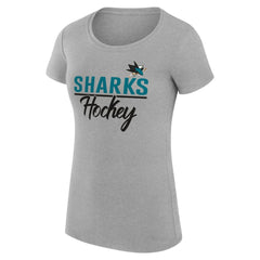 San Jose Sharks G-III 4Her by Carl Banks Women's Super-Slim Fit Lightweight Team Sport T-Shirt Gray